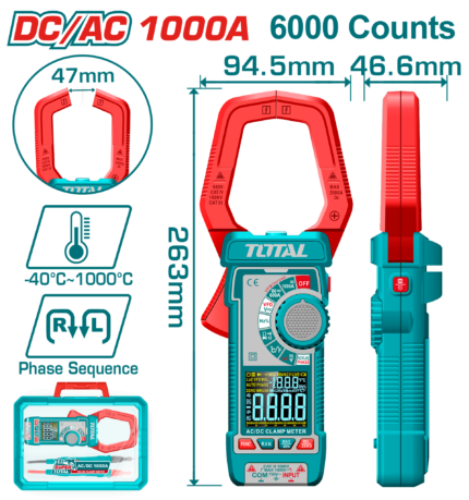PINCE AMPERMETRIQUE 1200A DC/AC